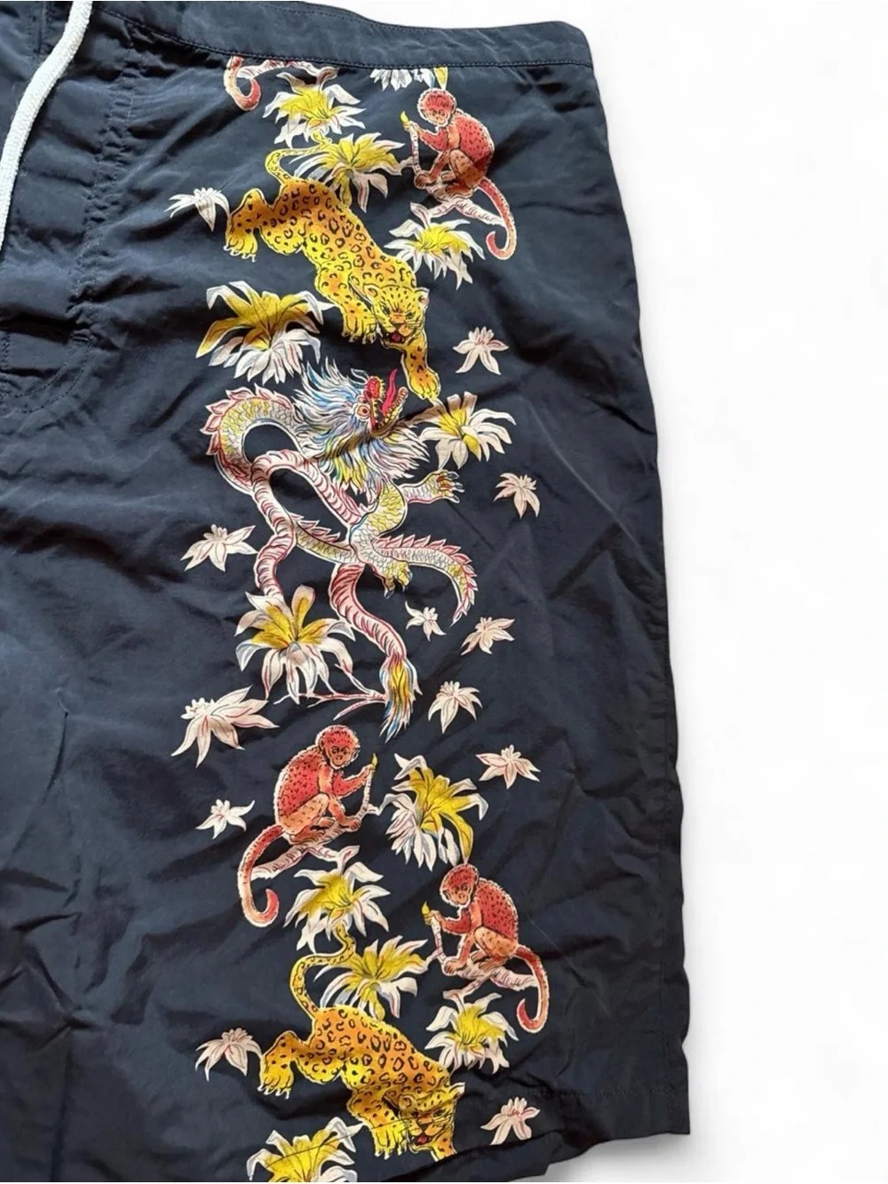 Vintage y2k Polo by Ralph Lauren Black Swim Shorts with Tropical Embroidery